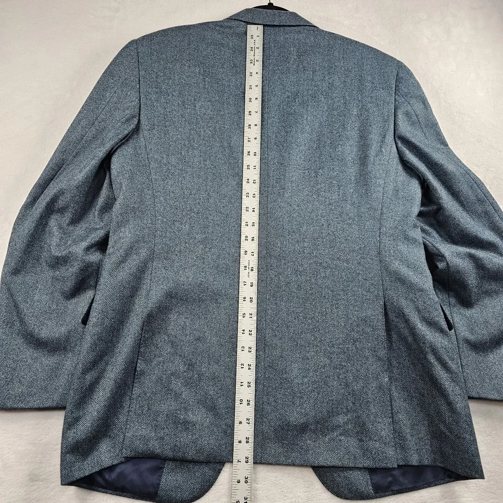 Canali 1934 Blazer 40R Wool Cashmere Herringbone Flannel Aqua Sport Coat L 13290